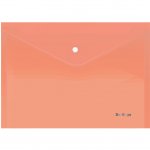 Папка-конверт на кнопке Berlingo "Starlight", А4, 180мкм, прозрачная оранжевая, индив. ШК