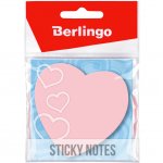 Самоклеящийся блок фигурный Berlingo "Сердце", 70*70мм, 50л, малиновый неон, европодвес
