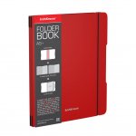 Тетрадь 48л., А5+, клетка Erich Krause "FolderBook", красная съемная пластик. обложка, на резинке