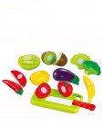 Набор детский для резки  Овощи и фрукты 10 предметов, пластиковый, на липучке, в чемоданчике