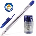 Ручка шариковая масляная СТАММ 111, СИНЯЯ, корпус прозрачный, узел 1мм, линия 0,7мм, РС21