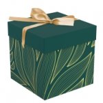 Коробка складная подарочная MESHU "Листья", (15*15*15см), с лентой, отд фольгой Коробка складная подарочная MESHU "Листья", (15*15*15см), с лентой, отд фольгой