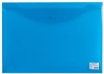 Папка-конверт с кнопкой БОЛЬШОГО ФОРМАТА (310х430 мм), А3, прозрачная, синяя,0,18 мм,BRAUBERG