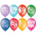 Воздушные шары,  50шт., M12/30см, ПатиБум "Свадебная тематика", пастель+декор