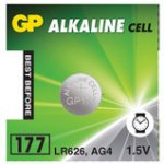 Батарейка GP Alkaline, 177 (G4, LR626), алкалиновая, 1 шт, в блистере (отрывной блок)