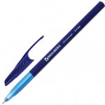 Ручка шариковая масляная BRAUBERG Oil Base, СИНЯЯ, корпус синий, узел 0,7мм, линия 0,35мм, 141634