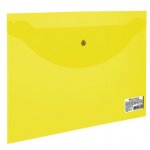 Папка-конверт с кнопкой МАЛОГО ФОРМАТА (240х190 мм), А5, прозрачная, желтая, 0,18 мм,BRAUBERG,224028