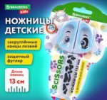 Ножницы 130 мм, фигурные рукоятки с резиновыми вставками "Далматин", с чехлом, BRAUBERG KIDS, 238352 Ножницы 130 мм, фигурные рукоятки с резиновыми вставками "Далматин", с чехлом, BRAUBERG KIDS, 238352