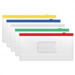 Папка-конверт на zip-молнии СТАММ В5, ПВХ, 120мкм, прозрачная, цветная молния, карман, ассорти Папка-конверт на zip-молнии СТАММ В5, ПВХ, 120мкм, прозрачная, цветная молния, карман, ассорти