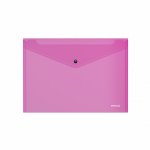 Папка-конверт на кнопке пластиковая ErichKrause® Glossy Vivid, полупрозрачная, A4, розовый