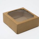 Коробка сборная без печати крышка-дно бурая с окном 14,5 х 14,5 х 6 см   4138416