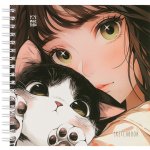 Скетчбук 60л., 150*150 MESHU "Сat girl", на гребне, soft-touch, 120г/м2