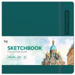 Скетчбук для акварели 40л., 145*145 BG "Bright. Teal", кожзам, на резинке, 200г/м2