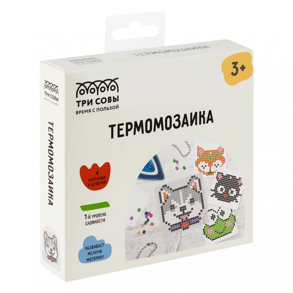 купить Термомозаика ТРИ СОВЫ "Животные", набор инструментов и аксессуаров, трафареты, картонная коробка в Тамбове