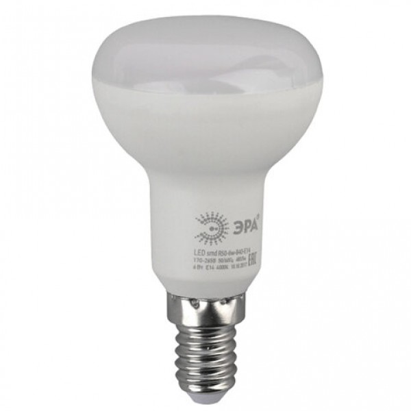 купить Лампа светодиодная ЭРА,6(50)Вт, цоколь E14, рефлект.,тепл. бел., 30000ч, LED smdR50-6w-827-E14 в Тамбове