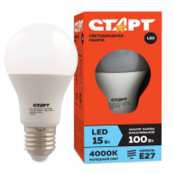 купить Лампа светодиодная Старт LED, серия "ЭКО" 15W40, тип А "груша" E27, 4000К, холодный свет, 15000ч в Тамбове