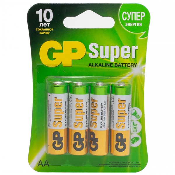 купить Батарейка GP Super AA (LR06) 15A алкалиновая, BC4 в Тамбове