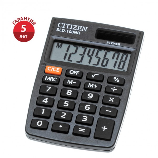 купить Калькулятор карманный Citizen SLD-100NR, 8 разрядов, двойное питание, 58*88*10мм, черный в Тамбове