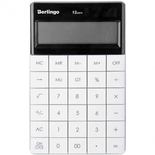купить Калькулятор настольный Berlingo "PowerTX", 12 разр., двойное питание, 165*105*13мм, белый в Тамбове