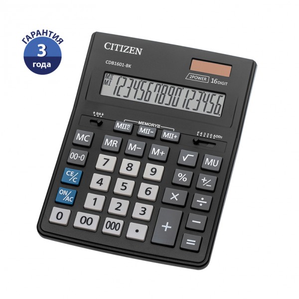 купить Калькулятор настольный Citizen Business Line CDB1601-BK, 16 разрядов, двойное питание, 155*205*35мм, черный в Тамбове