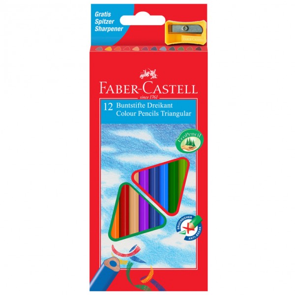 купить Карандаши цветные Faber-Castell 12цв., трехгран., заточен., картон, европодвес, с точилкой в Тамбове