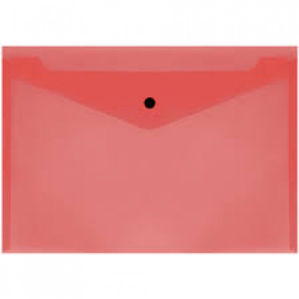 купить Папка-конверт на кнопке СТАММ А4, 150мкм, пластик, прозрачная, красная в Тамбове