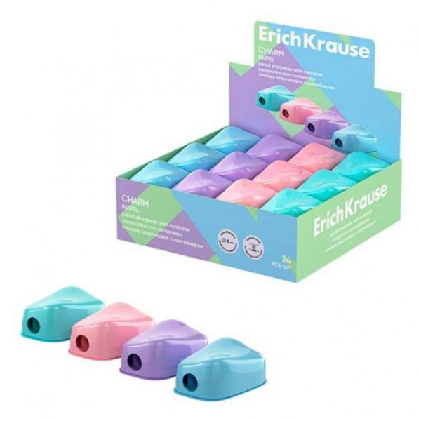 купить Точилка ERICH KRAUSE Charm Pastel, с контейнером, пластиковая, корпус ассорти, 60031 в Тамбове