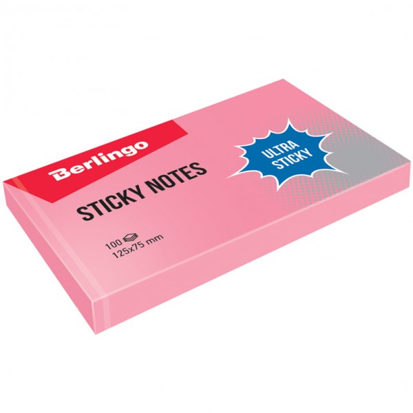 купить Самоклеящийся блок Berlingo "Ultra Sticky", 125*75мм, 100л, пастель, розовый в Тамбове