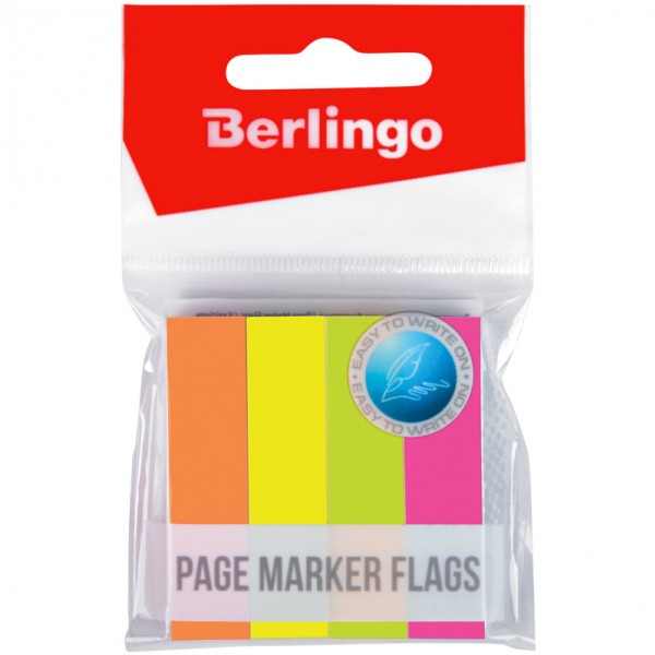 купить Флажки-закладки Berlingo, 12*50мм, 100л*4 неоновых цвета в Тамбове