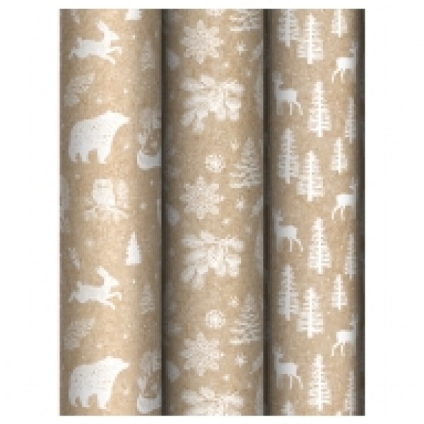 купить Упаковочная бумага глянц. 70*100см, MESHU "Winter forest", 70г/м2, ассорти 3 дизайна в Тамбове