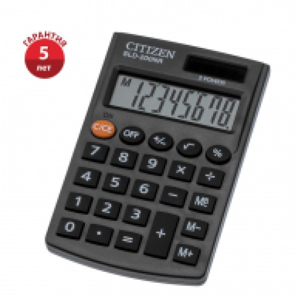 купить Калькулятор карманный Citizen SLD-200NR, 8 разрядов, двойное питание, 62*98*10мм, черный в Тамбове