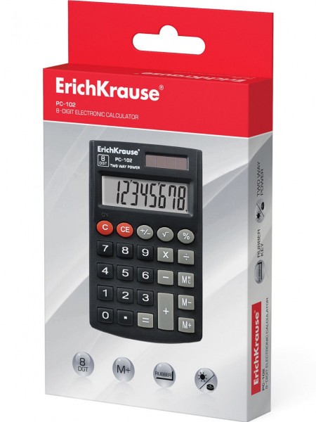 купить Калькулятор карманный 8-разрядов ErichKrause® PC-102 (в коробке по 1 шт.) в Тамбове