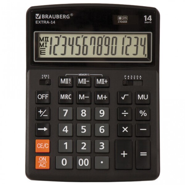 купить Калькулятор настольный BRAUBERG EXTRA-14-BK (206x155мм), 14 разрядов, дв.питание, ЧЕРНЫЙ, 250474 в Тамбове