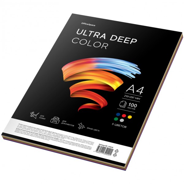 купить Бумага цветная OfficeSpace "Ultra Deep Color", A4, 80 г/м², 100л., (5 цветов) в Тамбове
