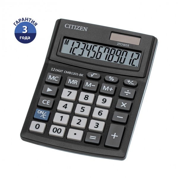 купить Калькулятор настольный Citizen Business Line CMB1201-BK, 12 разрядов, двойное питание, 102*137*31мм, черный в Тамбове