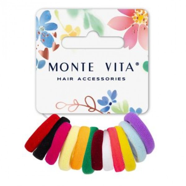купить Резинки для волос НАБОР 12 шт, мягкие, маленькие, яркие цвета MONTE VITA 457050 в Тамбове