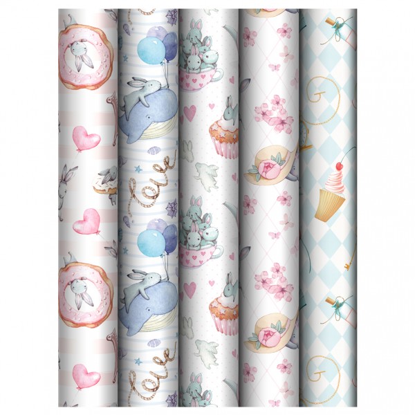 купить Упаковочная бумага глянц. 70*100см, MESHU "Tenderness", 80 г/м2, ассорти, 5 дизайнов в Тамбове