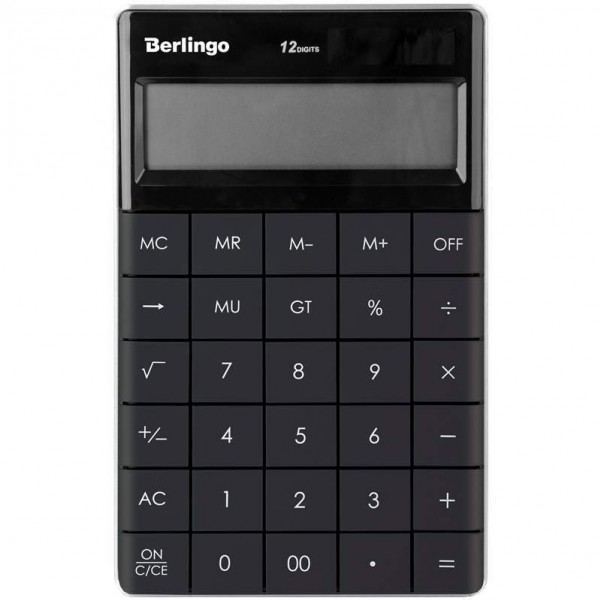 купить Калькулятор настольный Berlingo "PowerTX", 12 разр., двойное питание, 165*105*13мм, антрацит в Тамбове