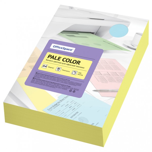 купить Бумага цветная OfficeSpace "Pale Color", А4, 80г/м², 500л., (желтый) в Тамбове