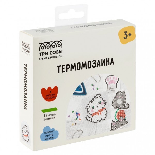 купить Термомозаика ТРИ СОВЫ "Милые котята", набор инструментов и аксессуаров, трафареты, картонная коробка в Тамбове