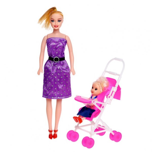 купить Кукла-модель «Даша» с коляской и куклой малышкой, МИКС в Тамбове