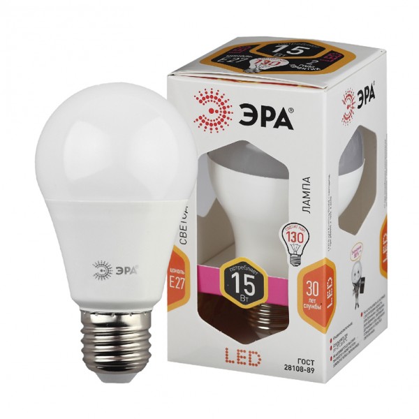 купить Лампа светодиодная Эра LED A60-15W-827-E27, 15Вт, тип А "груша", Е27, 2700, теплый свет в Тамбове