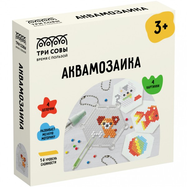 купить Аквамозаика ТРИ СОВЫ "Домашние питомцы", набор инструментов, трафареты, картонная коробка 12*12см в Тамбове