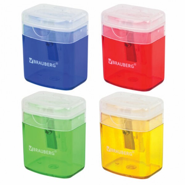 купить Точилка BRAUBERG "OfficeBox", с контейнером и крышкой, прямоуг., в упаковке с подв, ассорти, 222494 в Тамбове