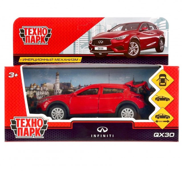 купить Машина металлическая Infiniti QX30, цвет красный, открывающиеся двери, инерционная, 12 см в Тамбове