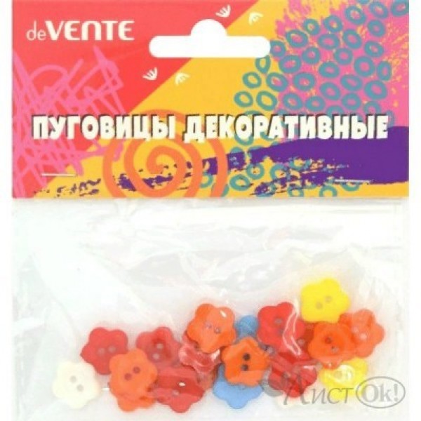 купить Пуговицы декор 1.2*1.2 мм, 20 шт., пластик, цвета микс, deVENTE Цветочки в Тамбове