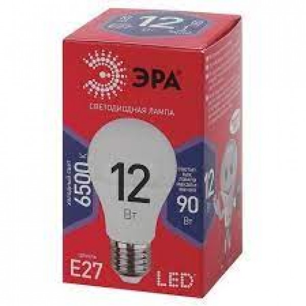 купить Лампа светодиодная ЭРА, 12(90)Вт, цоколь Е27, груша, холодный белый, 25000ч, LED A60-12W-6500-E27 в Тамбове