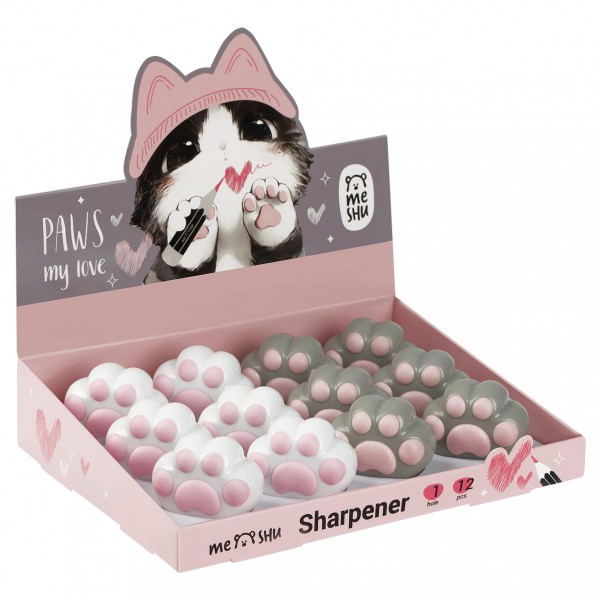 купить Точилка пластиковая MESHU "Little Paw", 1 отверстие, дисплей бокс, ассорти в Тамбове