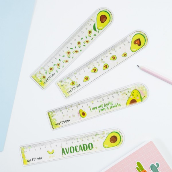 купить Линейка 15см MESHU "Avocado" ПВХ с блестками, гибкая, ассорти, европодвес в Тамбове