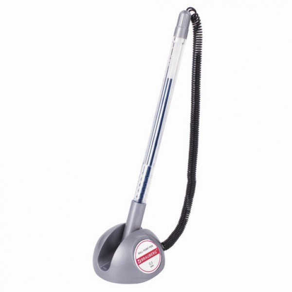 купить Ручка шариковая настольная BRAUBERG Counter Pen, СИНЯЯ, пружинка, корпус серебристый, 0,5мм, 143258 в Тамбове